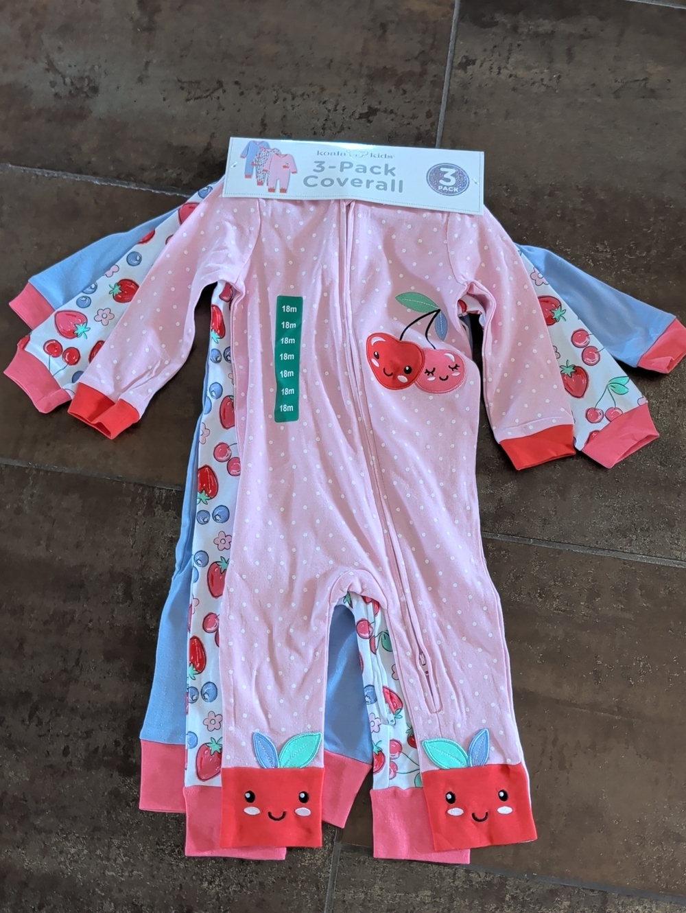 3-Pack Girls' Zip Up One Piece